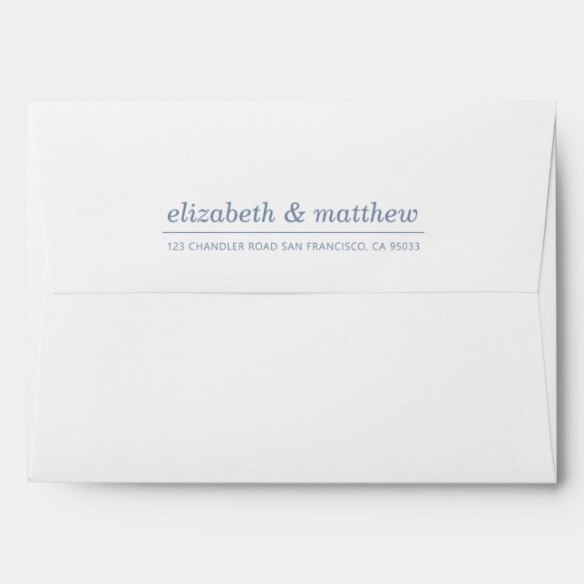 Modern Simple White Wedding Return Address Envelope (Back (Top Flap))