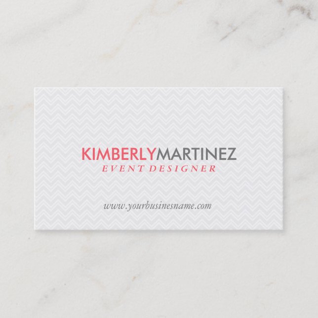 Modern Simple White Zigzag Chevron Pattern Business Card (Front)