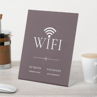 Modern Simple WiFi Network Password Purple Brown Pedestal Sign
