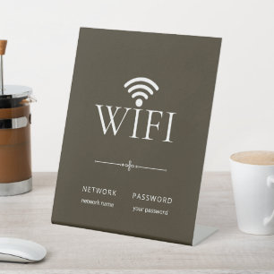 Modern Simple WiFi Network Password Sign Brown