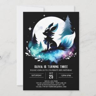 Modern Simple Wolf Birthday Invitation
