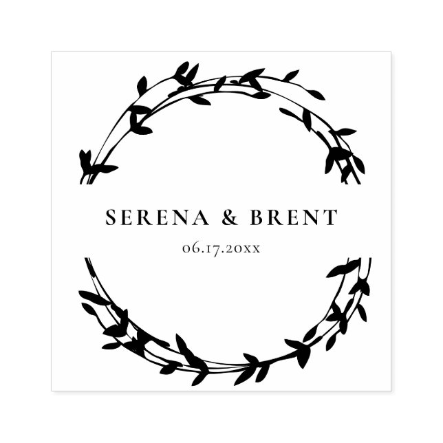 Modern simple Wreath Save the date Rubber Stamp (Imprint)