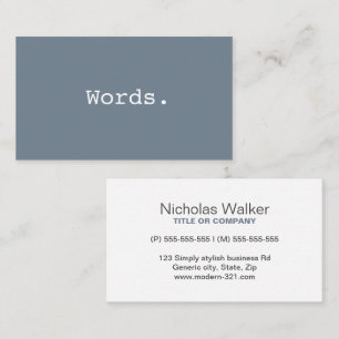 Modern simple writer publisher editor slate grey business card