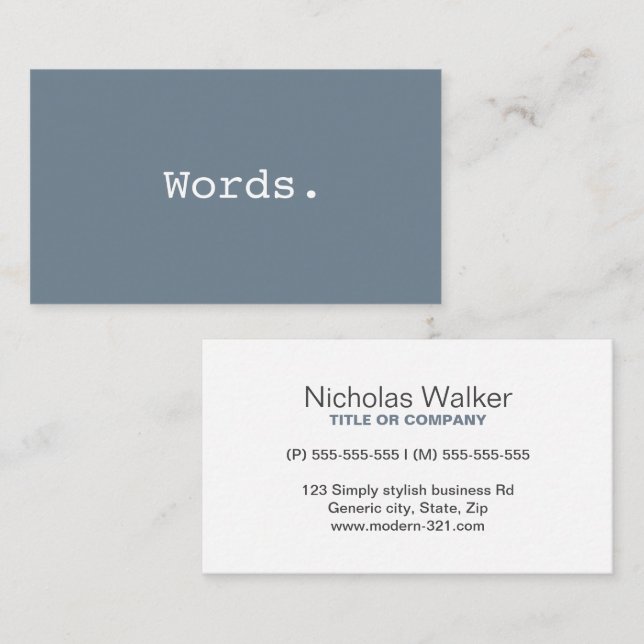 Modern simple writer publisher editor slate grey business card (Front/Back)