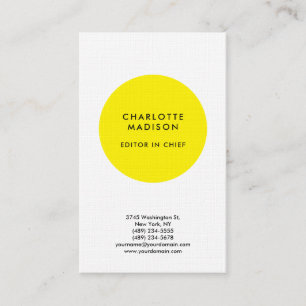 Modern Simple Yellow White Minimalist Plain Linen Business Card