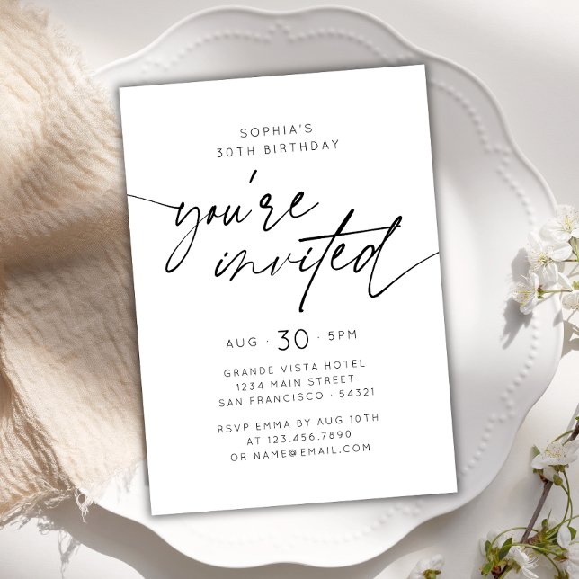 Modern Simple You're Invited Birthday Party Invitation (Creator Uploaded)