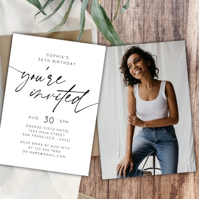 Modern Simple You're Invited Birthday Party Photo Invitation (Creator Uploaded)