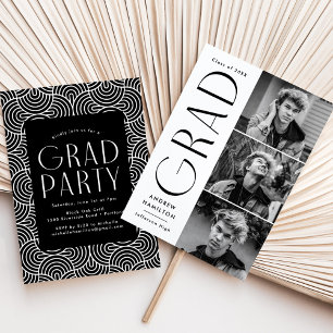 Modern Simplicity 3 Photo Collage Graduation Party Invitation