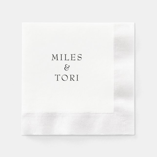 Modern Simplicity B/W Wedding  Napkin (Front)