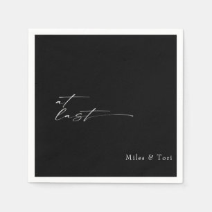 Modern Simplicity Black At Last Wedding Napkin