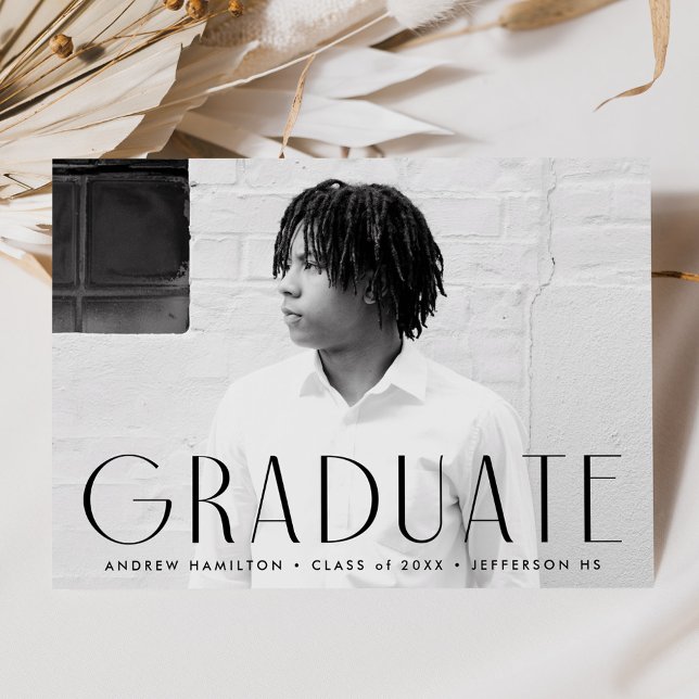 Modern Simplicity Black Photo Graduation Announcement (Creator Uploaded)