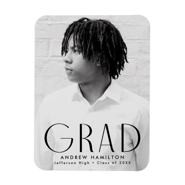 Modern Simplicity Black Photo Graduation Magnet (Vertical)