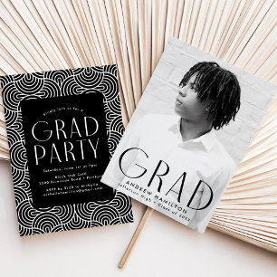 Modern Simplicity Black Photo Graduation Party Invitation