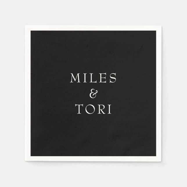 Modern Simplicity Black Wedding  Napkin (Front)
