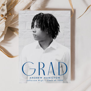 Modern Simplicity Blue Photo Graduation Announcement