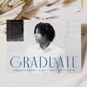 Modern Simplicity Blue Photo Graduation Announcement