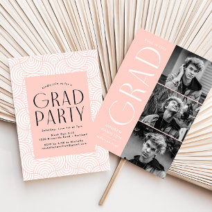 Modern Simplicity Blush 3 Photo Graduation Party Invitation