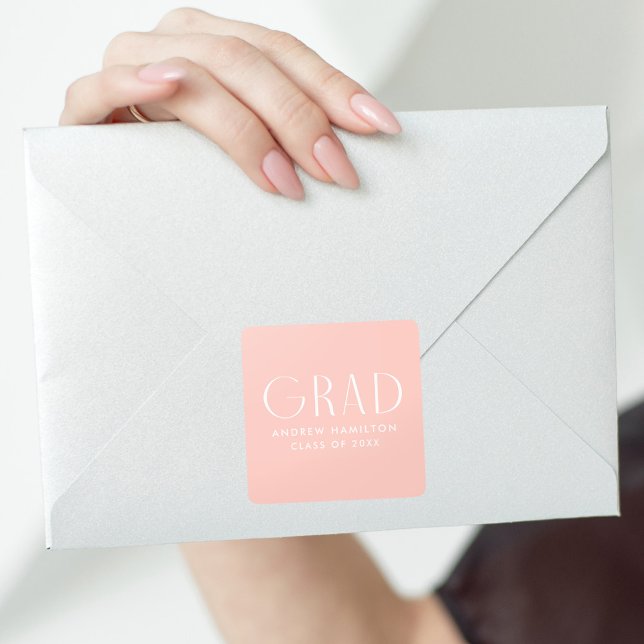 Modern Simplicity Blush Graduation Square Sticker (Creator Uploaded)