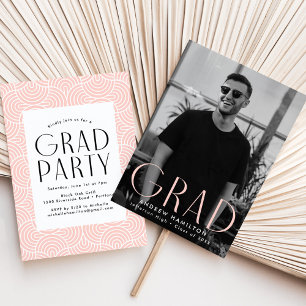 Modern Simplicity Blush Photo Graduation Party Invitation