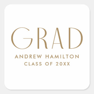 Modern Simplicity Brass Graduation Square Sticker