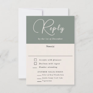 Modern Simplicity Deep Sage Simple RSVP with Meals