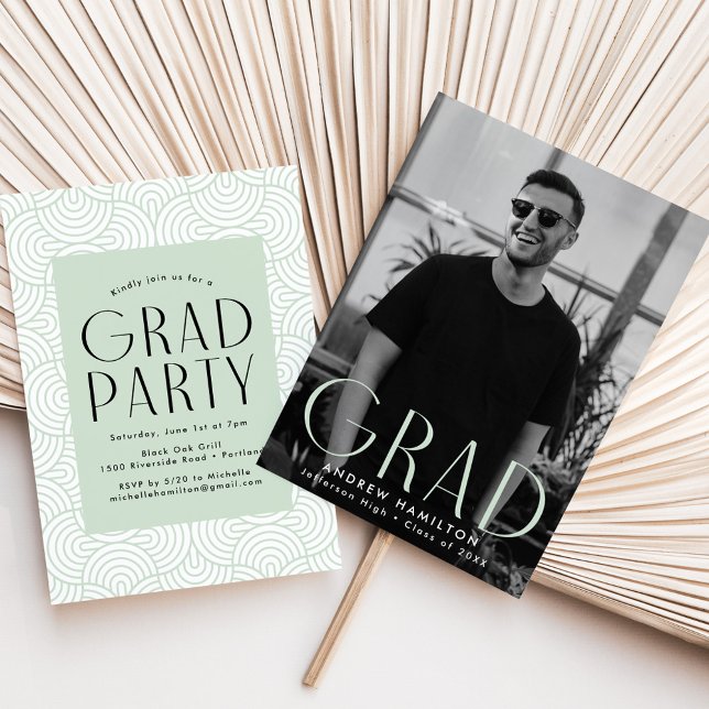 Modern Simplicity Mint Photo Graduation Party Invitation (Creator Uploaded)