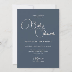 Modern Simplicity Navy Blue Baby Shower Invitation