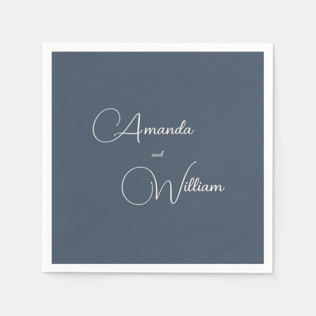 Modern Simplicity Navy Blue Wedding Napkin (Front)