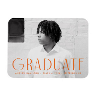 Modern Simplicity Orange Photo Graduation Magnet