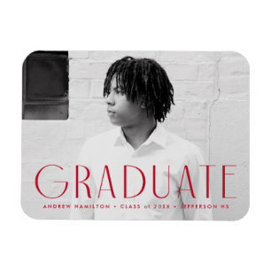 Modern Simplicity Red Photo Graduation Magnet