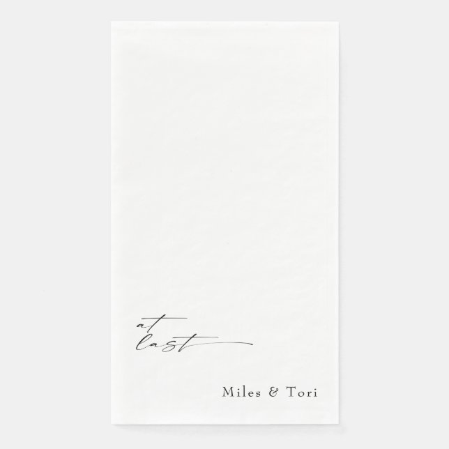 Modern Simplicity White At Last Wedding  Napkin (Front)