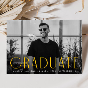 Modern Simplicity Yellow Photo Graduation Announcement