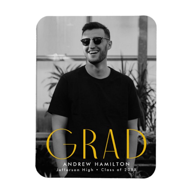 Modern Simplicity Yellow Photo Graduation Magnet (Vertical)
