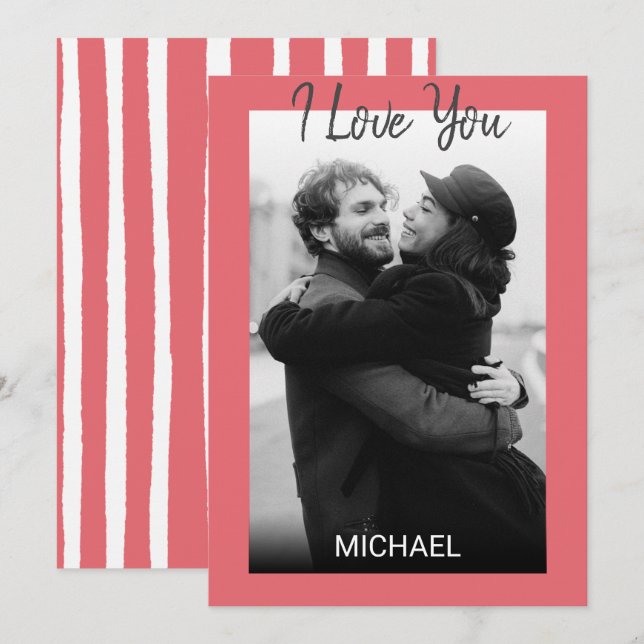 Modern Simplistic  Photo Valentines Day Holiday Card (Front/Back)