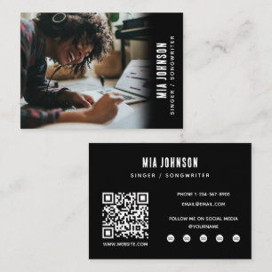 Modern Singer Songwriter Musician Full Photo Black Business Card