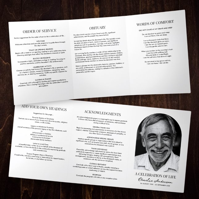 Modern Single Arch Photo Celebration Of Life Tri-Fold Programme (Creator Uploaded)