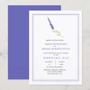 Modern Single Lavender Sprig Wedding   Invitation