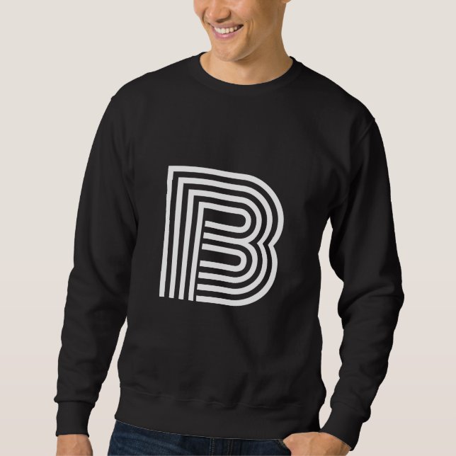 Modern Single Letter Initial Monogram | Black Swea Sweatshirt (Front)