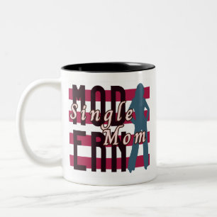 MODERN Single Mum in Retro Stripes Two-Tone Coffee Mug