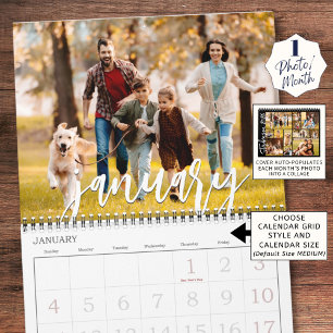 Modern Single Photo and Cover Collage Custom Colou Calendar