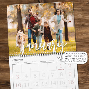 Modern Single Photo and Cover Collage Custom Colou Calendar