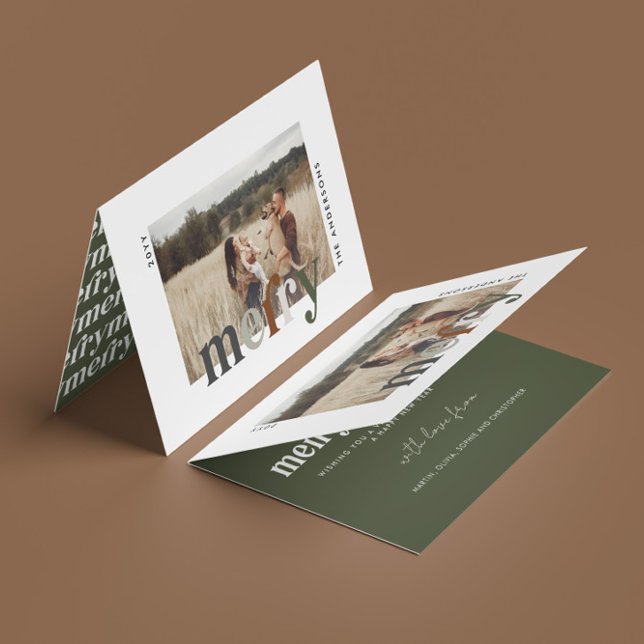 Modern Single Photo Merry Christmas  Holiday Card (Creator Uploaded)