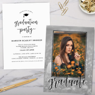 Modern Single Photo Script Graduation Invitation