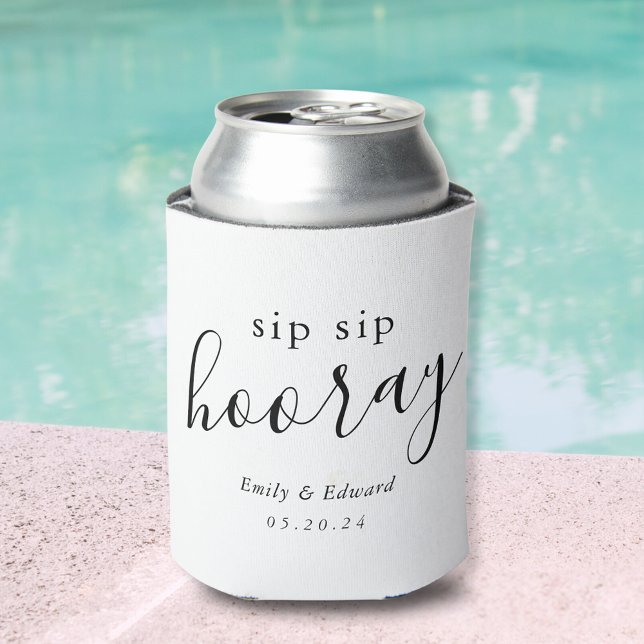 Modern Sip Sip Hooray Bridal Shower Wedding Favour Can Cooler (Creator Uploaded)