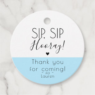 Modern Sip Sip Hooray, Pop the top thank you Heart Favour Tags