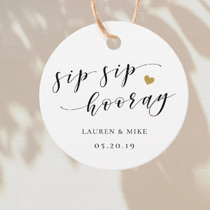 Modern Sip Sip Hooray Wedding Favour Tags