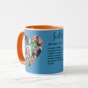 Modern Sister Photo Heart Collage Keepsake Mug