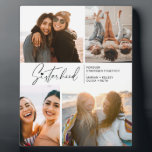 Modern Sisterhood Photo Collage Black and White  Plaque<br><div class="desc">Enjoy a special photo collage keepsake of your sisters or best friends. Featuring a signature style typography with a heart on top and some text for you to customise. If you would like to change anything font size,  colour etc,  click on customise further to access the design panel.</div>