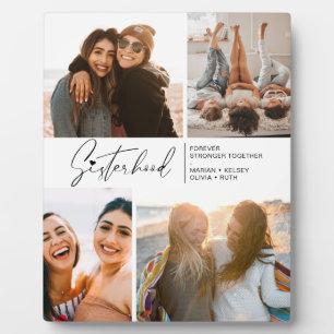 Modern Sisterhood Photo Collage Black and White  Plaque