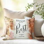 Modern 'SISTERS' are the best Photo Keepsake Lumbar Cushion<br><div class="desc">Stylish sister pillow, featuring 2 custom photos of your choice, which can easily be downloaded from a computer or your phone, the text 'Sisters are the Best' in elegant calligraphy script and name/s. Makes a wonderful personalised gift for your sister or sisters. The reverse of the pillow can be changed...</div>